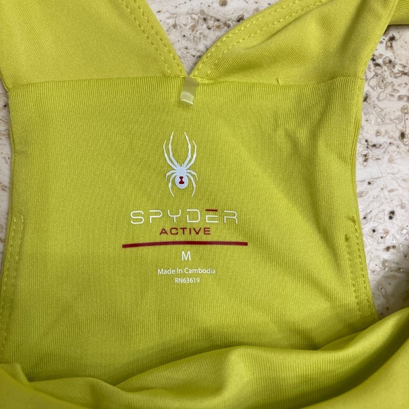 Spyder Active Racerback Tank Top Citron Women's  Built in Bra Size M - Picture 3 of 5
